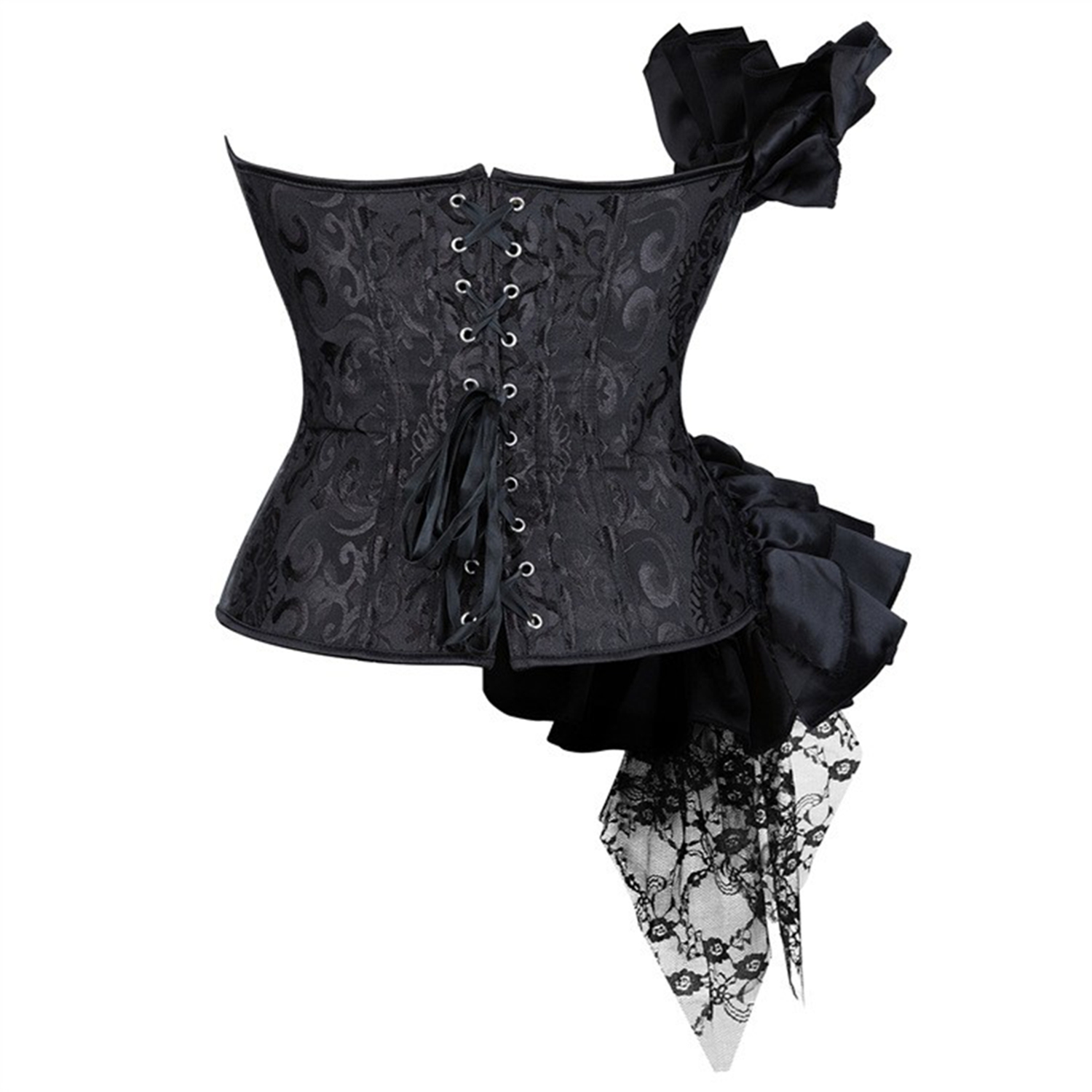 Ruffle Strapless Corset Bustier Tummy Control Lace Up Corset Dress